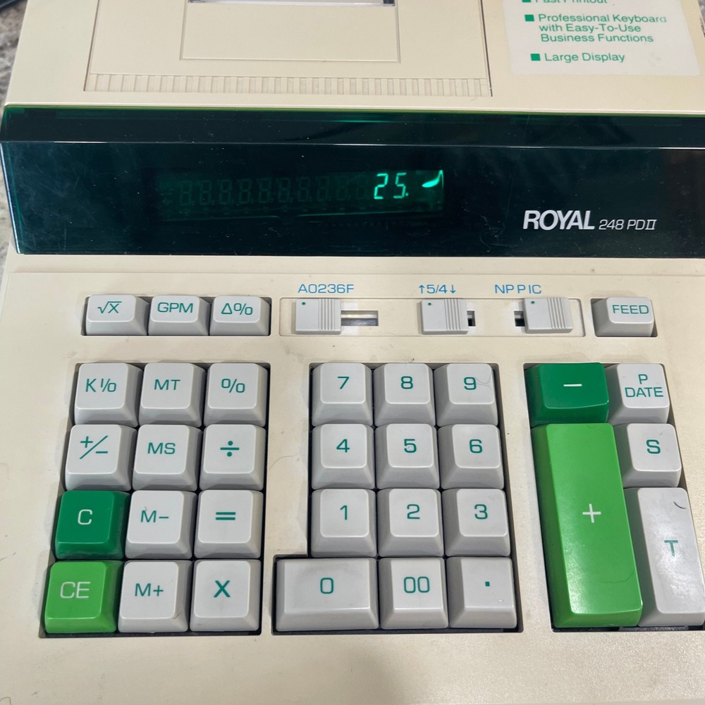 Royal 248PDII Electronic Printing Calculator Two-Color Desktop Adding Machine - Picture 10 of 10